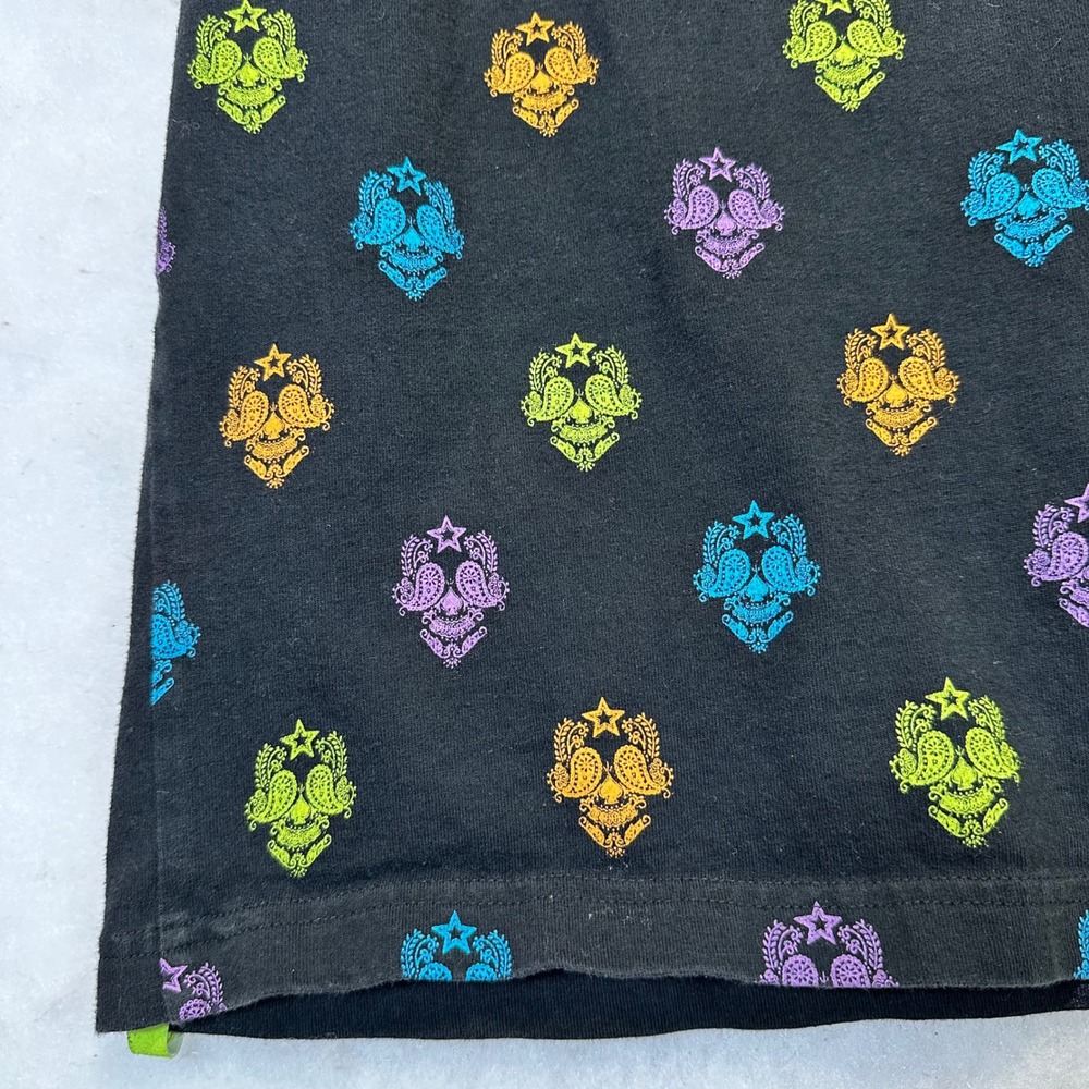 CLH Sugar Skull T-Shirt Mens 2XL Black Rainbow Paisley Streetwear Y2K Goth - Picture 10 of 11